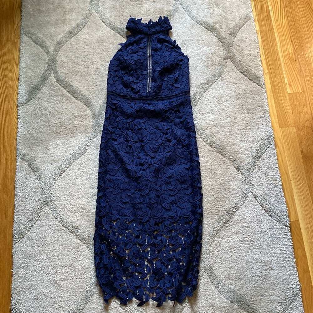 Bardot: navy blue midi dress. Size 4/XS.